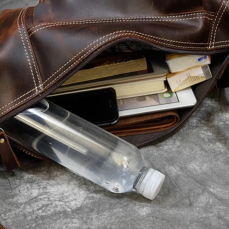 Crazy Horse Genuine Leather Laptop Backpack for Men