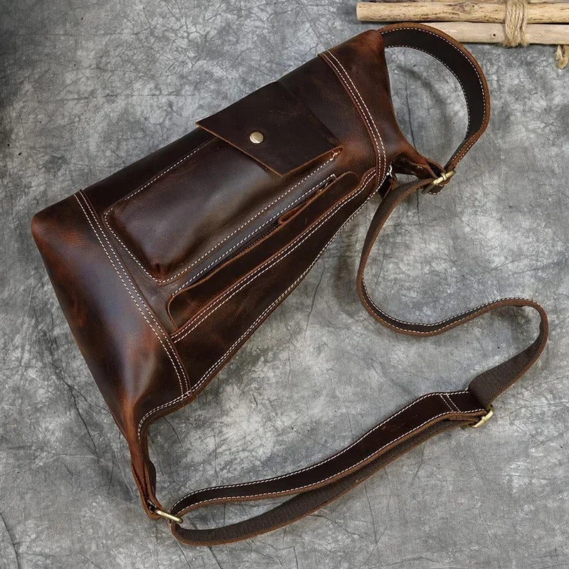 Crazy Horse Genuine Leather Laptop Backpack for Men