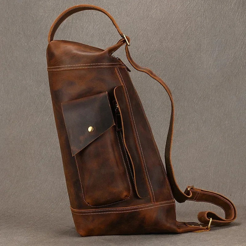 Crazy Horse Genuine Leather Laptop Backpack for Men